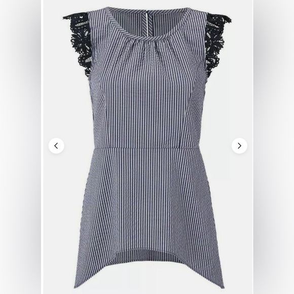 Cabi blue and white sleeveless top, size small - Picture 1 of 7